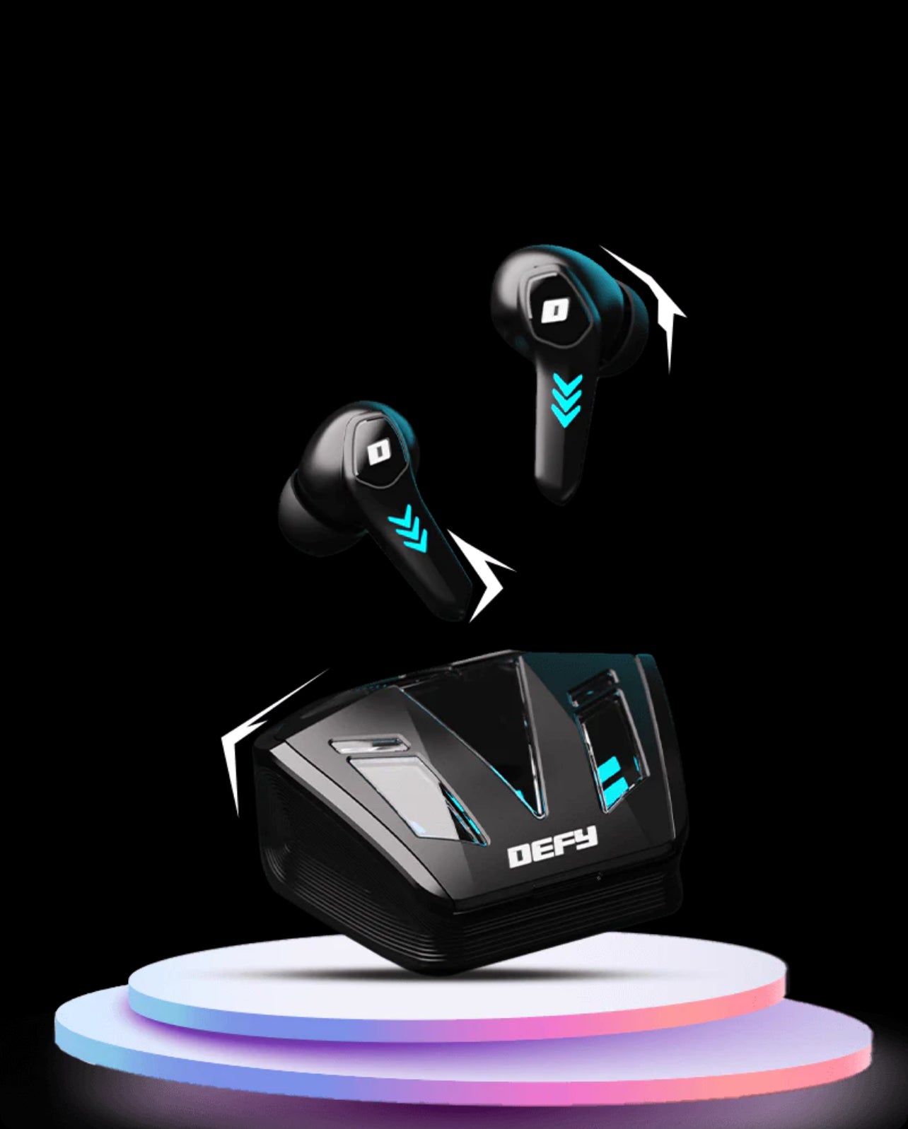 Power Up your Gaming 🔥 with DEFY Gravity Turbo with Low Latency for Gaming, 30 Hours Playback, LED Lights Bluetooth Headset